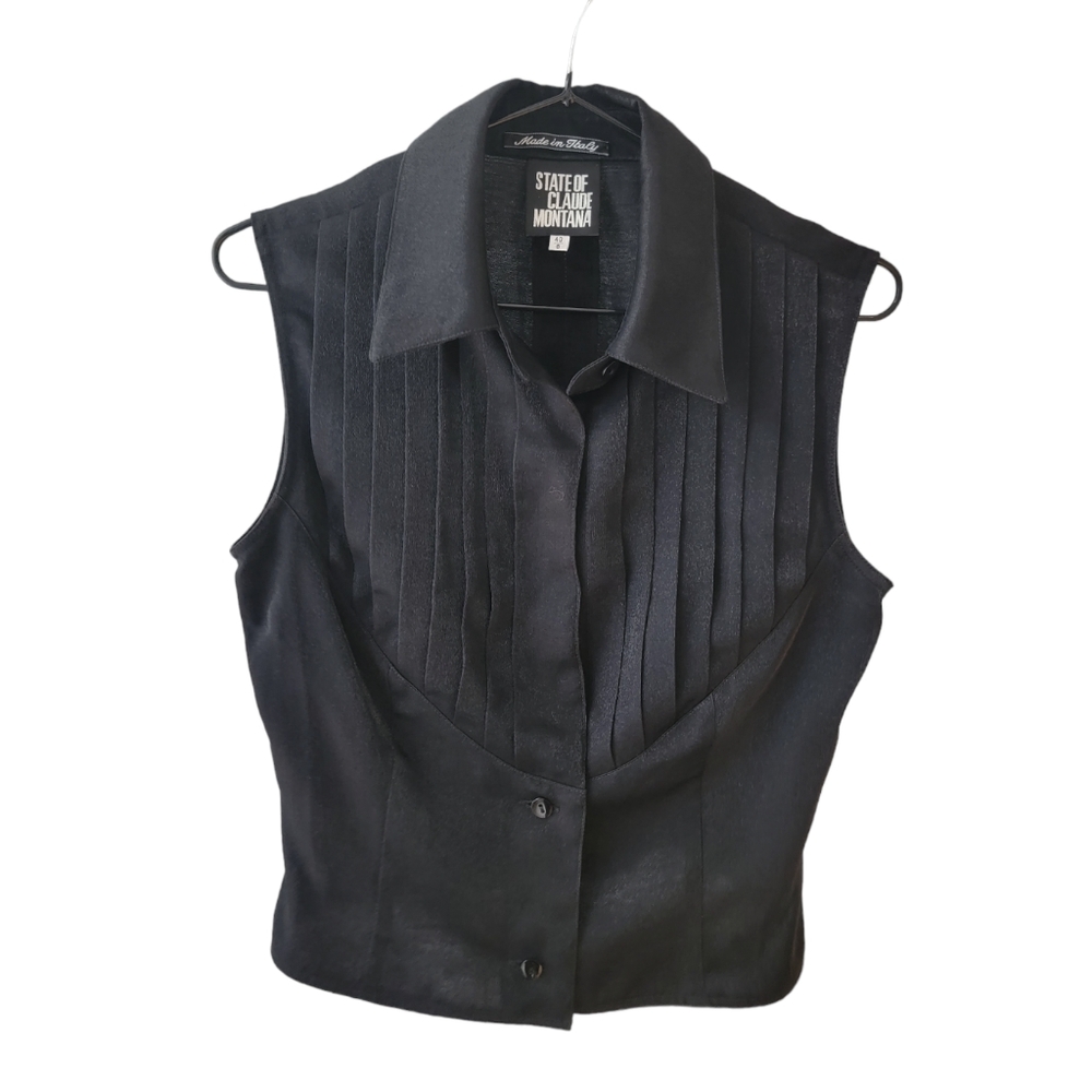 State of Claude Montana archive haute couture sleeveless waistcoat shirt